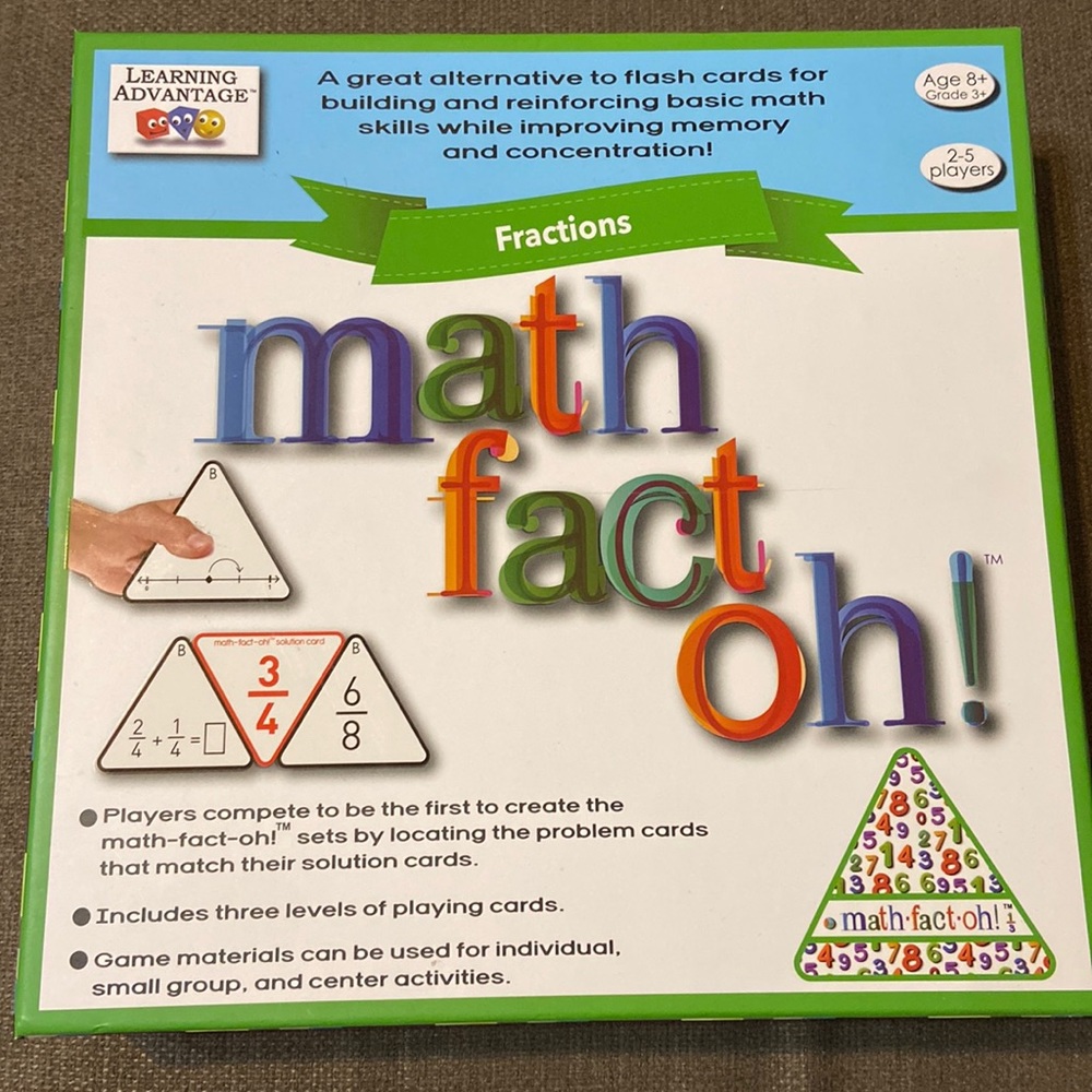 Math Fact Oh! Fractions Game age 8, grade 3